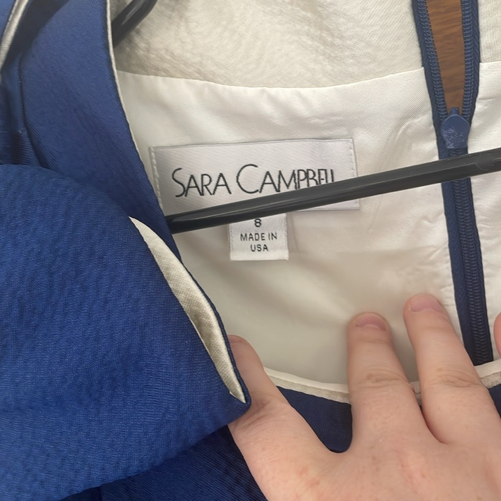 Sara Campbell Navy and cream Bow dress sz 8 - Picture 5 of 8